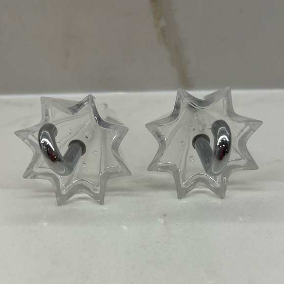 Rare Clear Vintage Umbrella Salt and Pepper Shaker Set Silver Handles - Picture 4 of 4
